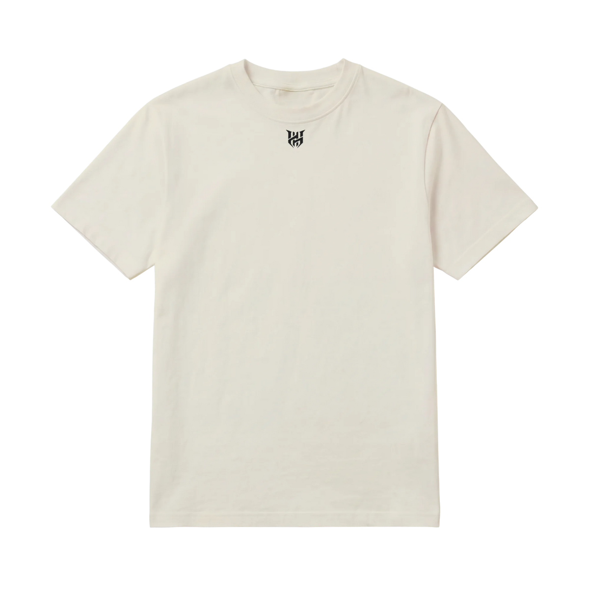 Origin Tee, un t-shirt unisexe oversize épais crème avec l'emblème Hype Heaven au dos et un logo à l'encolure